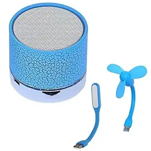 Spanking Wireless LED Bluetooth Speakers S10 Hands-free with Calling Functions and FM Radio with Portable USB Fan and Flexible USB LED Light Lamp