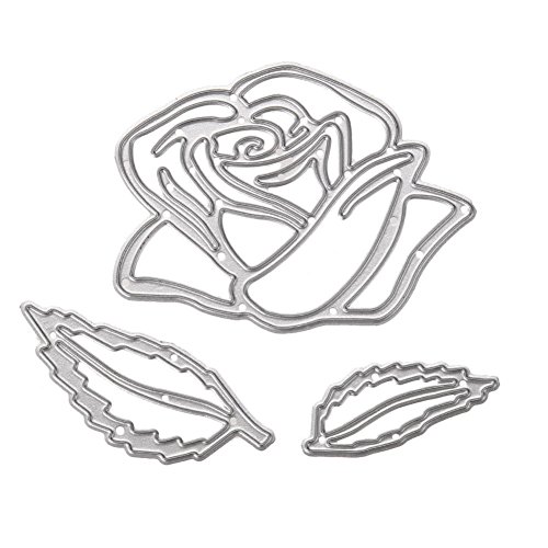 Amazingdeal365 Rose und Blätter Metall Form Schablonen Schneiden DIY Dekor Sammelalbum Karten Buchzeichen Lesezeichen als Geschenk für Freunde Geburtstag Kinder,Kindergarten Hobby Schule Handarbeit Unterricht usw. Ein tolles Geschenk!