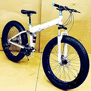 Shams Enterprises Unisex 26T Fat + Foldable Sports MTB Cycle Road Bike with Dual Hydraulic Suspension, Dual Disc Brakes and 21 Derailleurs Gears (Frame : 72 cm) , Yellow