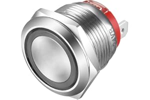 Gebildet Short Type Push Button 20A/12-24V Blue LED 19mm Momentary Stainless Steel Push Button Switch Waterproof 4 pin SPST Switch