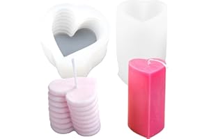 FADCAER 2 Pcs Love Heart Shape Silicone Molds Pillar Candle Mould for Candle Making Epoxy Resin Casting Mold 3D Heart Soap Mold Jewelry Resin Casting Moulds for Birthday Wedding Christmas Valentine Decoration