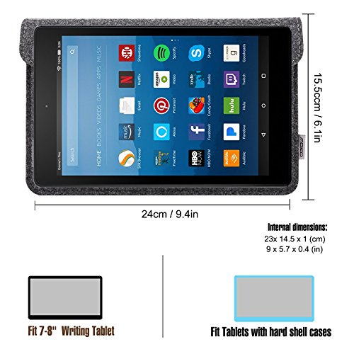 MoKo Amazon 7-8 Zoll Felt Sleeve Hülle – Tragbare Filz Schutzhülle Tasche für das neue Fire HD 8 2016, Fire Kids Edition(5th Gen, 2015), All-New Kindle(8th Gen, 2016), Kindle Oasis, Fire 7, Dunkelgrau - 3