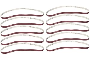 LIEBEWH 10 Pièces Ponceuse à Bande Abrasive 9x533mm Meulage à Bande en Oxyde D'aluminium Papier de Verre Abrasif Bande Sangle Outil de Polissage (600#)