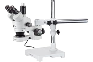 AMSCOPE Microscope stéréo avec zoom trinoculaire 3,5 x 45 x avec perche et lumière 80 LED