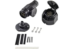 Feuunly Prise Prise Remorque 13 Broches Male Femelle, 12V Prise Attache Remorque 13 Broches Étanche Tapis de Caoutchouc, avec Tube Thermorétractable Et Déduction Fil De Cuivre, pour Remorque Convient