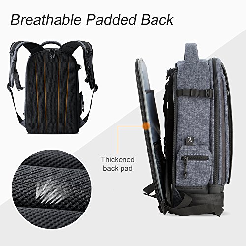 K F Concept KF13 044 Sac a Dos Appareil Photo  Sac Appareil Photo Reflex  Sac Photo  Sac Dos Reflex Ordinateur   Tr  pied Accessoires Noir pour Canon Nikon Sony Olympus Gris