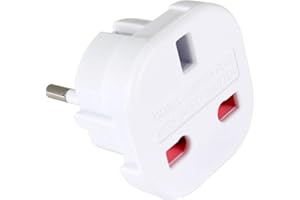 OcioDual Adapter wtyczki brytyjskiej, adapter wtyczki brytyjskiej na europejską, wtyczka typu G, 3-stykowy konwerter z Anglii na 3-stykowy konwerter z blokadą, biały
