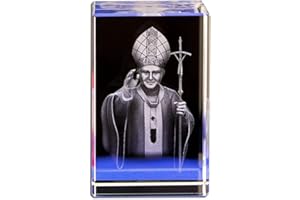 BOOFIRE Statua di San Papa Giovanni Paolo II 3D inciso laser cristallo arte cubo di cristallo incisione per la decorazione della casa o cappella della chiesa
