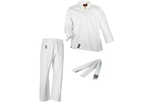 Ju-Sports Karate Anzug für Kinder Bonsai weiß - Klassischer Kampsport Kimono inkl. weißem Gürtel, Hose mit Kickzwickel & Elastikbund