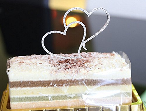 niceEshop(TM) Doppel Herz Design Strassstein Kristall Kuchendekoration Torten Topper - 4