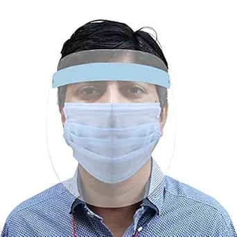 AllExtreme 550 Micron Face Shield with Adjustable Elastic Strap Anti-Splash Protective Facial Cover Transparent Full Face Visor with Eye & Head Protection for Women Men (5 Pcs)