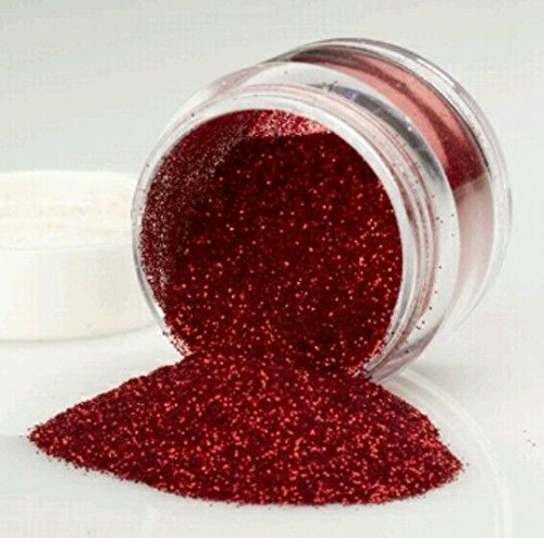 New Nail Art Rot Glitzerpulver Glitter Puder Staub Pulver Glitzer 3g Döschen Einleger für Einarbeitung in Gelnägel Nagel Design