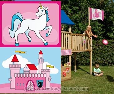 Flaggenset Mädchen für Spielturm, 2er Set - Kinderspielgeräte für Garten, Spielgeräte für Kinder, Spielturm, Spieltürme