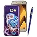Produktbild Yokata Samsung Galaxy A3 2017 Hülle Weiche Silikon Handyhülle 3D Motiv Schutzhülle TPU Handy Tasche Schale Etui Weich Silicone Bumper Ultra Dünn Slim Schlank Matt Handytasche Premium Kratzfest Clear Backcover Schutz für Galaxy A3 2017 (4,7 Zoll) Case Cover + 1 x Kapazitive Feder - Eule