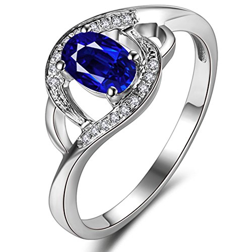 Genuine Fashion Sapphire Gemstone Solid 14ct White Gold Women's Wedding Engagement Ring Set