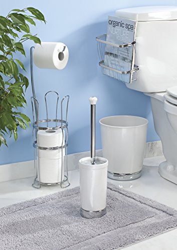 mDesign Mülleimer Bad, weiß – Material: Gebürstetes Metall – hochwertiger Papierkorb Büro – Design Abfalleimer für überall in Ihrem Zuhause - 4