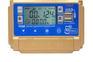 Y&H MPPT 30 A, regolatore di carica solare, 12 V, 24 V, display LCD, doppia USB, comunicazione app, tensione di carica regolabile, adatto per gel al piombo acido, FLD, litio