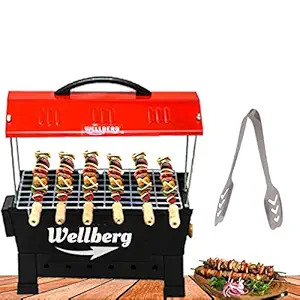 Wellberg Electric & Charcoal BBQ Grill & Tandoor Portable Barbecue, Stainless Steel Grill, Both for Outdoor & Indoor Electric Grill