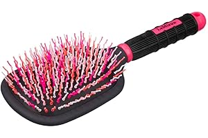 LeMieux Tangle Tidy Plus Horse Grooming Hair Brush in Pink with Ergonomic Grip Handle for Manes and Tails - One Size
