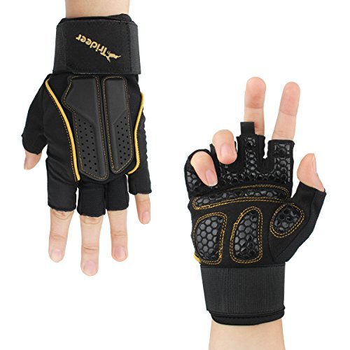 Atmungsaktivem & Ultraleicht Fitness Handschuhe, Mehrfarbig Linie, Microfiber Material und Safe Geleinlage Silica Palm Fingerlos Trainingshandschuhe mit Adjustable Handgelenkstütze, TRIDEER Fitness Krafttraining Gewichtheben Bodybuilding Exercise Gloves für Damen Herren Frauen Manner(Golden Rosa und Lila) - 9