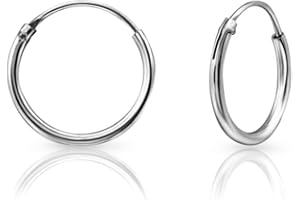 DTPsilver® Orecchini a Cerchio Argento 925 - Orecchini Cerchio Donna Uomo - Cerchietti - Piccoli - Medi - Grandi - Spessore 1.2 mm - Diametro 8, 10, 12, 14, 16, 18, 20, 25, 30, 40, 50, 60, 70, 80 mm