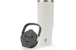 Riley Joy Termo térmico de 1L – Taza térmica con asa y pajita – Botella de agua termo aislante de acero inoxidable sin BPA – Mantiene el frío 48h y el calor 12h – Ideal para viaje, oficina y gym