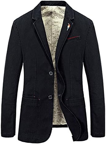 TAPOO Men's Blazer Jackets Casual Slim Fit Two Buttons Autumn Separate Suit Coat with Breastpin,Black,X-Large