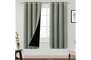 BellaHills 100% Tende Oscuranti con Anelli 2 Pezzi Per Soggiorno, Termiche Isolanti, Anti-Rumore, Tenda Termica Isolante Freddo e Caldo L140 x A175 cm, Salvia Chiara