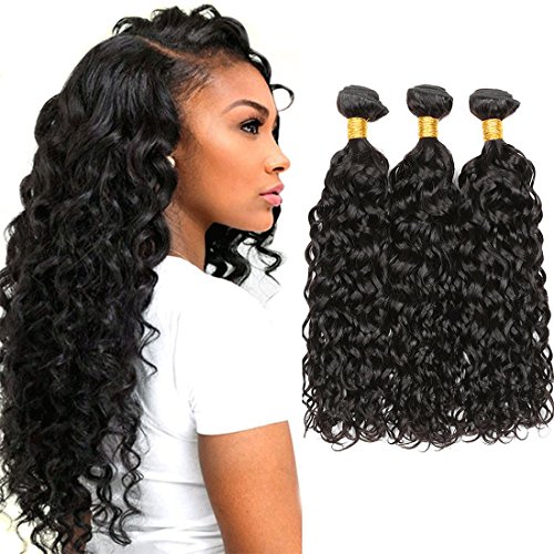 Dai Weier Meches Bresiliennes Lot 3 Bundles Water Wave Vierge Remy Human Hair Weave Tissage Cheveux Naturels Black Boucle 22 24 26 Pouces