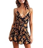 Merkmal: schulterfrei; sexy; casual; lose; halter; rückenfrei; mode, v-ausschnitt, spaghetti, Ärmellos, blumendruck, minikleid.