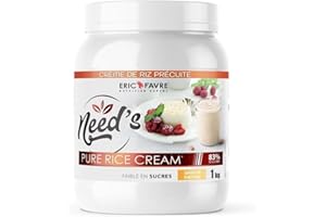 NEED'S PURE RICE CREAM - 100% Crème de Riz, Source de Glucides (80% de Glucides) - Sans Sucre - 1kg - Saveur Nature - Eric Favre