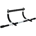 IRON GYM Pull-Up Bar & Ab Straps - Total Upper Body Workout Bar for Doorway, Adjustable Width Locking, No Screws Portable Doo