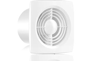 Hon&Guan 150mm / 6 Inch Bathroom Extractor Fan with Backdraught Shutter/Non-Return Damper Flap 22W 272m³/h Kitchen Ventilation Fan Ceiling and Wall Mounted (No Plug)