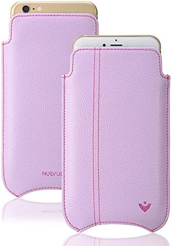 NueVue Faux Leather Premium Pouch Case with Built-In Screen Cleaning Technology for Apple iPhone 7 Plus - Purple