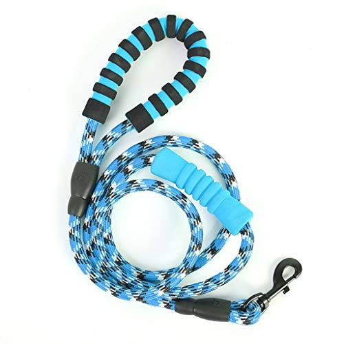 Preisvergleich Produktbild Karinao Tragbare Reflektierende Farbmischung Haustier Zugseil-hundekette, Mehrfarbiges Rundes Seil-hundeleine Hundekette Hundeziehender Bequemer mit Doppelter Griff(Free,Blau)