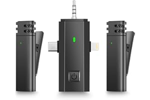 XSpecial 3 in 1 Wireless Lavalier Microphone for Smartphone/Camera/Computer/Tablet, Professional Lapel Clip-on Microphone, Plug-Play Mini Mic for Vlog Recording, Live Streaming (2 Mics)