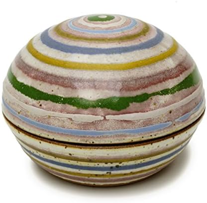 Round Box with Target decoration - Hand thrown stoneware pottery box.