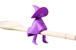 FIYSON Support de cuillère de sorcière en silicone et releaser à vapeur Creative Anti-débordement en Silicone Pot Accessoires du Couvercle, Aide De Cuisine pour La Prévention De Débordement