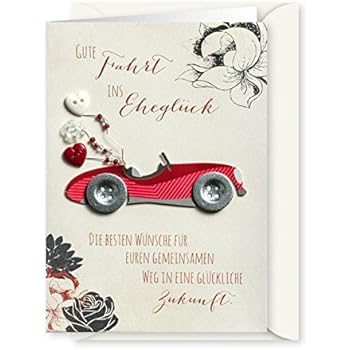 Knopfkarte 32 - Gute Fahrt ins Eheglück - Hochzeitskarte: Amazon.de