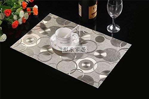 ZHUODIAN Placemat 4Pcs Simple European Style Pvc Plastic Insulation Pads Japanese-Style Placemat Western Food Pad Non-Slip Anti-Hot Bowl Pad Nordic Table Mats , Gold