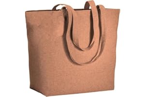MIRAMAI Borsa Shopper Grande Cotone Naturale 295 g/m2 Resistente con Soffietto alla Base Elegante Donna Spesa Shopping Tessuto Manici Lunghi 50x38x15cm Tote Bag Tela Canvas