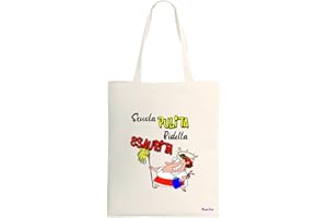 REGALI PAZZA IDEA Borsa Poliestere Cru Bidella - 34 X 39 cm - Materiale Resistente - Decorata con Frase - Ideale per Scuola - Regalo Perfetto