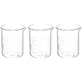 PATIKIL 3Pcs 100ml Low Form Glass Beaker, 3.3 Borosilicate Glass Graduated Printed Scale Measuring Cups with Spout for Kitchen Lab Liquids