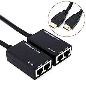 Microware HDMI Over RJ45 CAT5e CAT6 LAN Ethernet Balun Extender Repeater Up to 100ft 1080P