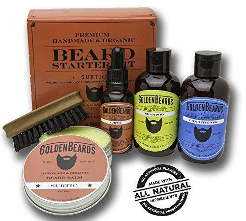 Barba Kit Biologico - Set in scatola kit for Men balsamo per barba - Kit regalo per gli uomini Gift -Surtic- menta piperita & lime smell by Golden Beards
