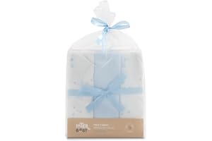 INTERBABY · Set di 3 Mussole di Bambù BEAR bluper neonati · 55x70 cm · Bambù&Cotone