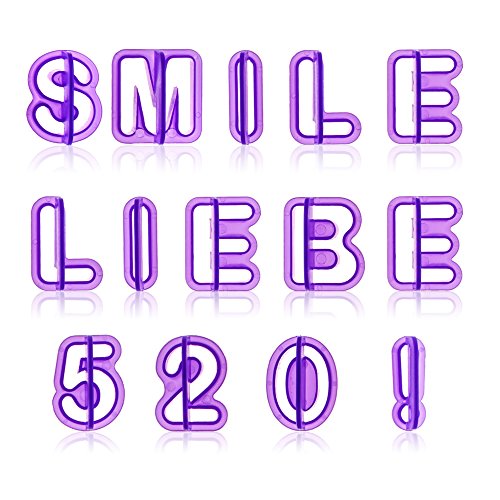 Anpro Ausstechformen, Fondant Ausstecher, Auswerfer, Stempel mit Buchstaben,Zahlen, Sonderzeichen. Tortendeko, Kuchendekorationsset für Fondant, Kekse, Kuchen, Torte, Gelee, Desserts, 40 teilig - 3