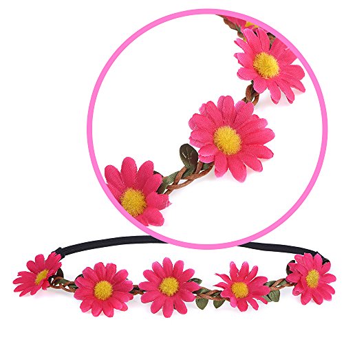 eBoot 3 Stück Daisy Blumen Stirnband Haarband Kopfband Krone mit justierbaren elastischen Band für Hochzeit - 3