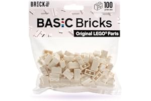 BRICK FLIP Lego Mattoni da Muratura Bianchi 1 x 2 (100 Pezzi) - Singole Pietre per la Tua Parete, Mattoncini per City | Basic Bricks (98283)