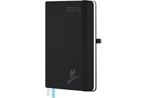 FEKSINO Agenda De poche 2026 Semainier 18 x 9,8 cm-12 mois (janvier 2026-décembre 2026),1 semaine sur 2 pages,Couverture Souple en PU Cuir, Papier 100 g/m²,Noir